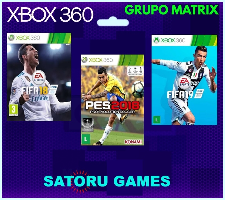 Kit 3 Jogos ( FIFA 18 + PES 2018 + FIFA 19) Xbox 360 Mídia Digital Original  – Alabam